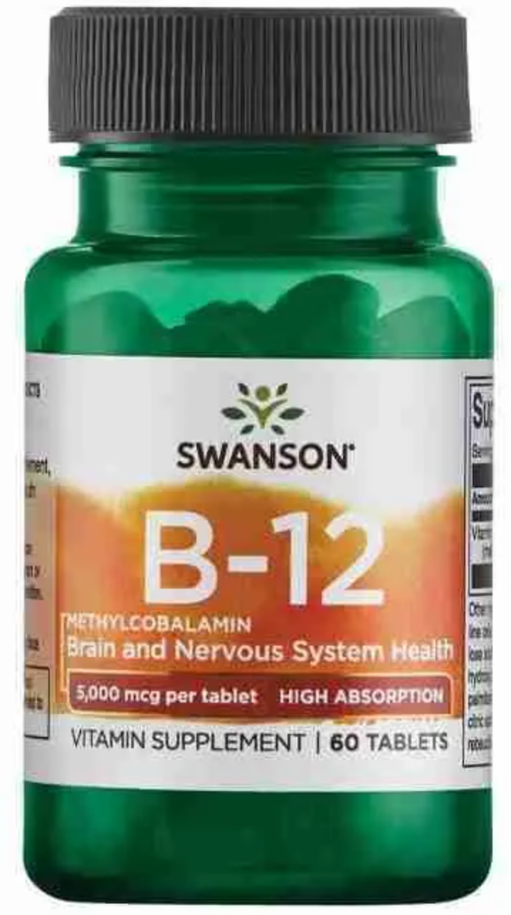 B12 (5,000 MCG) 60 TAB SWANSON--One Nutrition-SWANSON