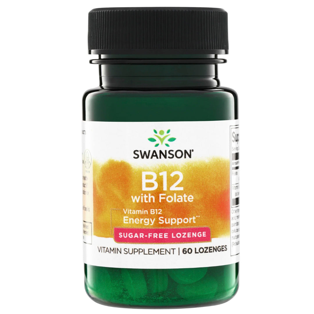 B12 + FOLATO SIN AZUCAR! (60 Tabletas) Swanson