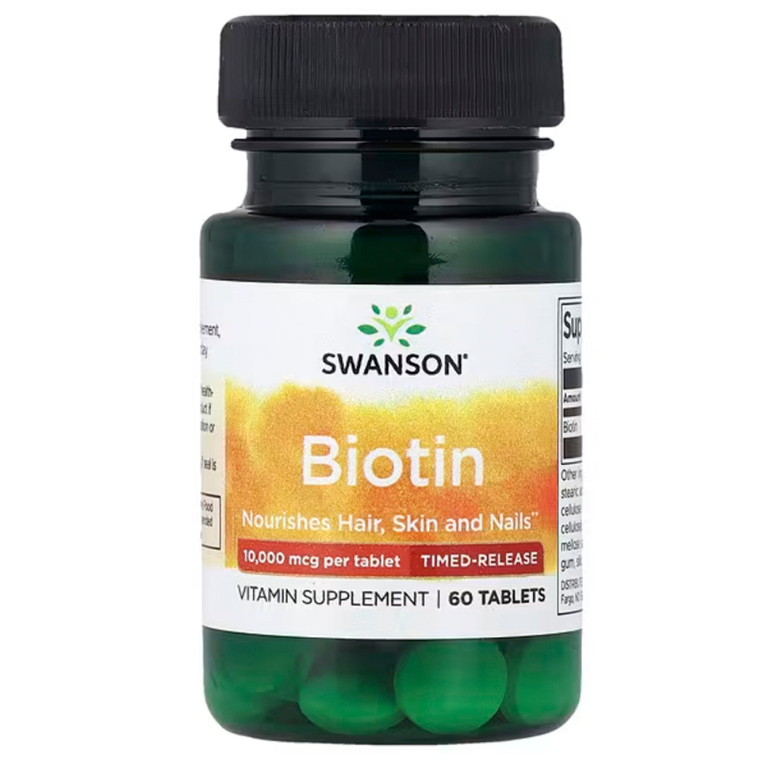 Biotina 10.000 Mcg Liberación Prolongada (60 comprimidos) Swanson