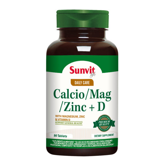 Calcio Magnesio Zinc + Vitamina D (90 tab) SUNVIT-Vitamina-One Nutrition-Sunvit