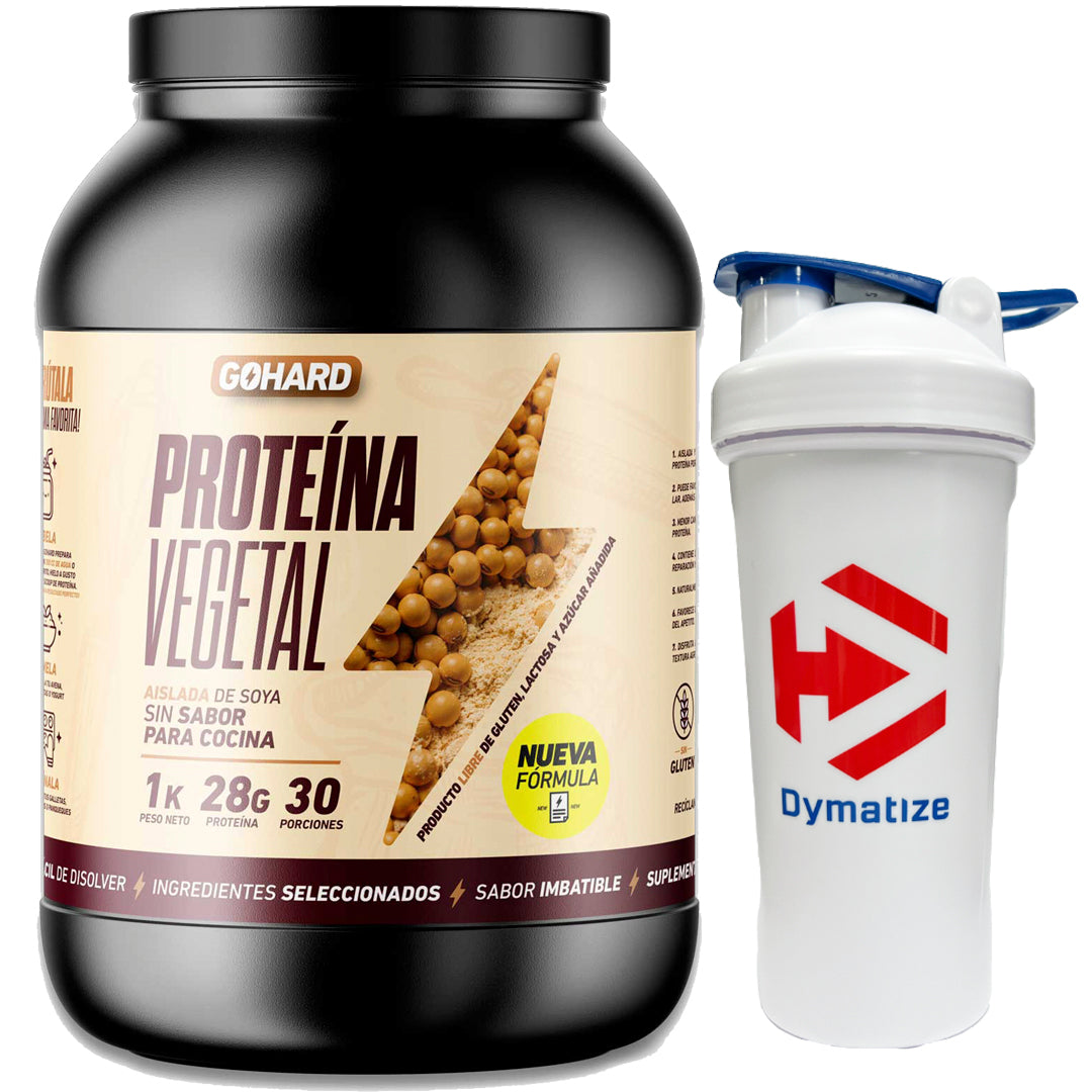 GOHARD PROTEÍNA VEGETAL 1 KILO + SHAKER DYMATIZE BLANCO