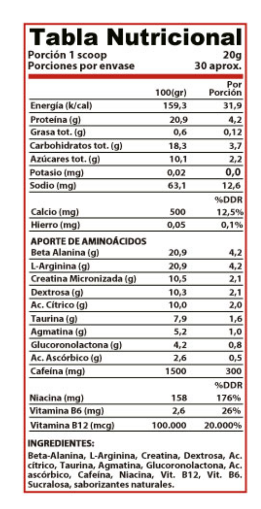 Pre entreno Kreator 600 grs. (30 servicios)