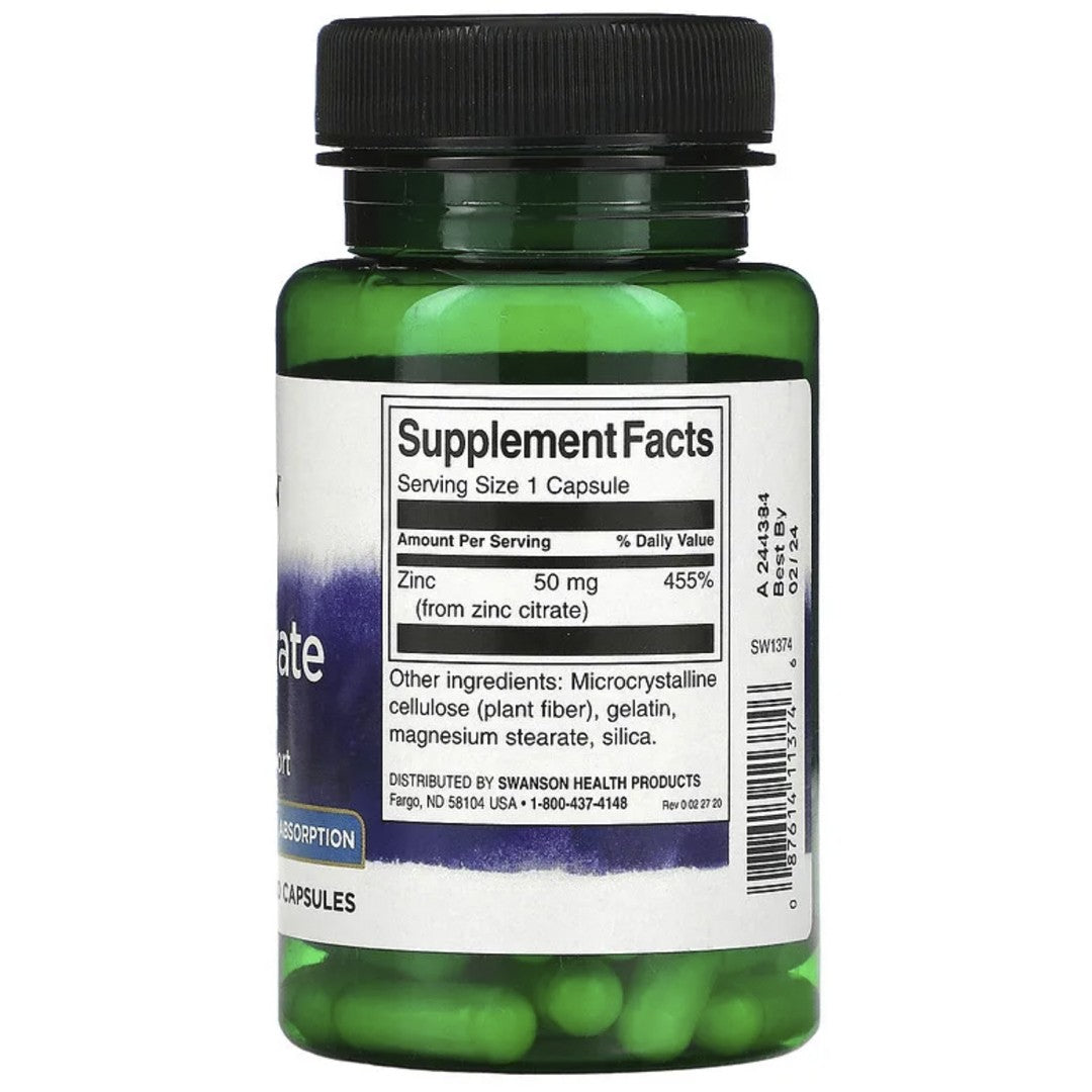 Zinc Citrato 50 Mg (60 cap) Swanson--One Nutrition-SWANSON