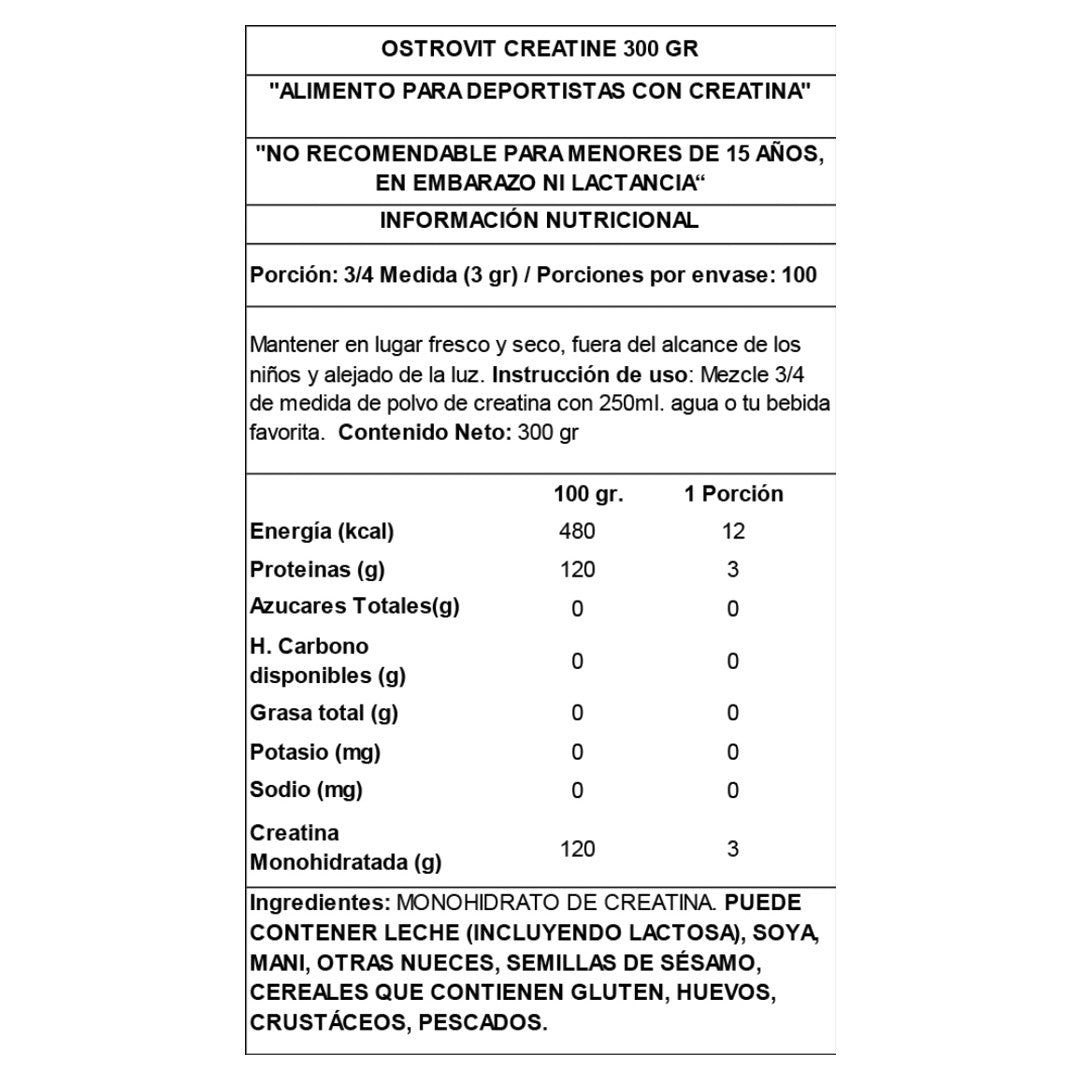 CREATINA (300 GR) MONOHIDRATO BOLSA OSTROVIT--One Nutrition-OSTROVIT