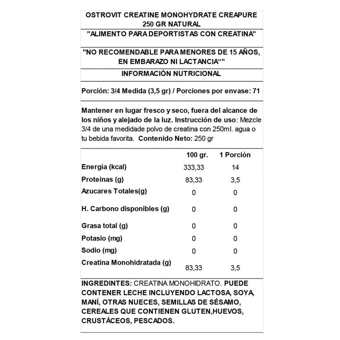 Creatina CREAPURE (250 GR) Ostrovit--One Nutrition-OSTROVIT