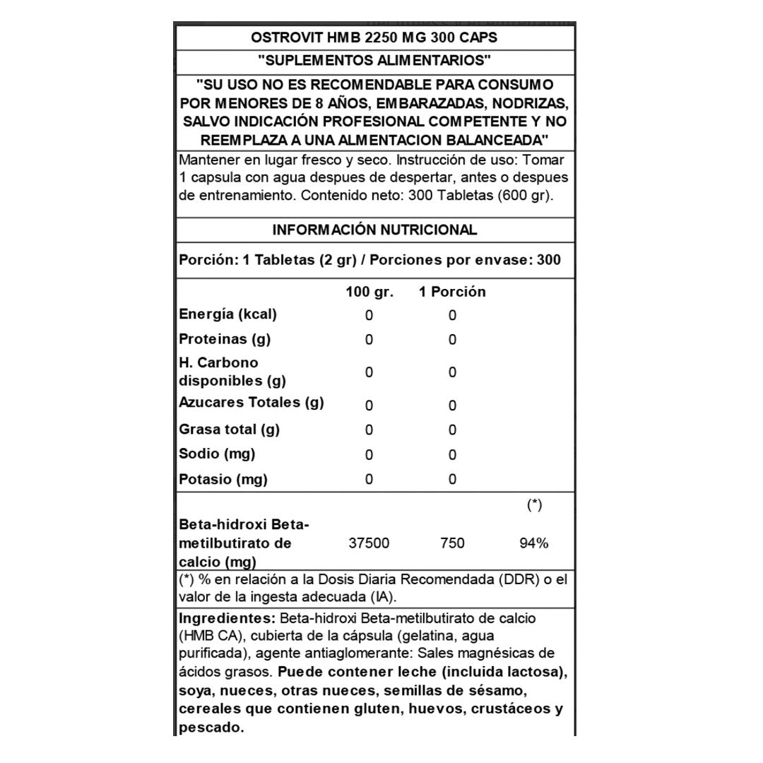 HMB 2250 MG (300 Cap)  Ostrovit--One Nutrition-OSTROVIT