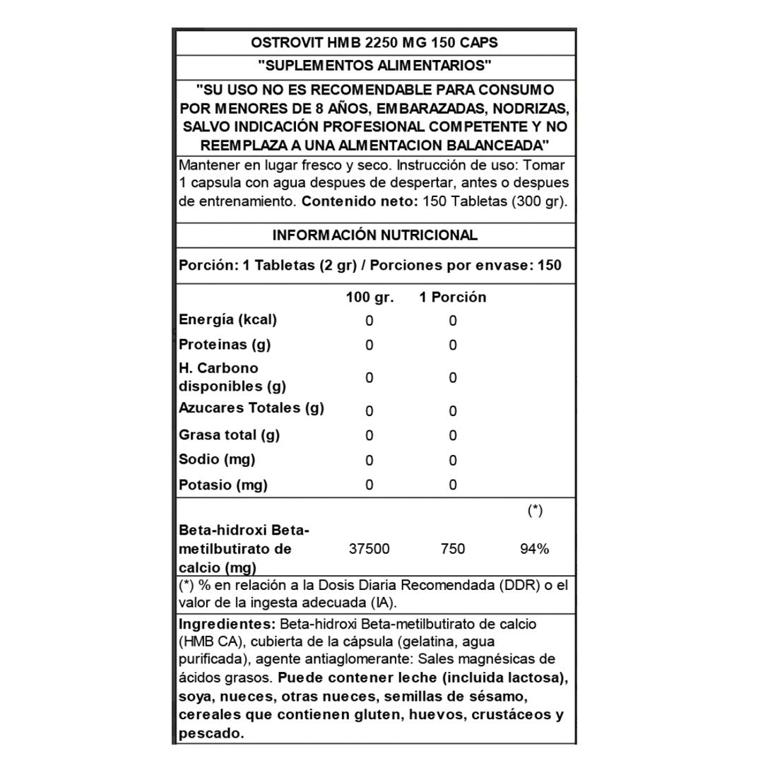 HMB 2250 Mg (150 Cap) Ostrovit--One Nutrition-OSTROVIT