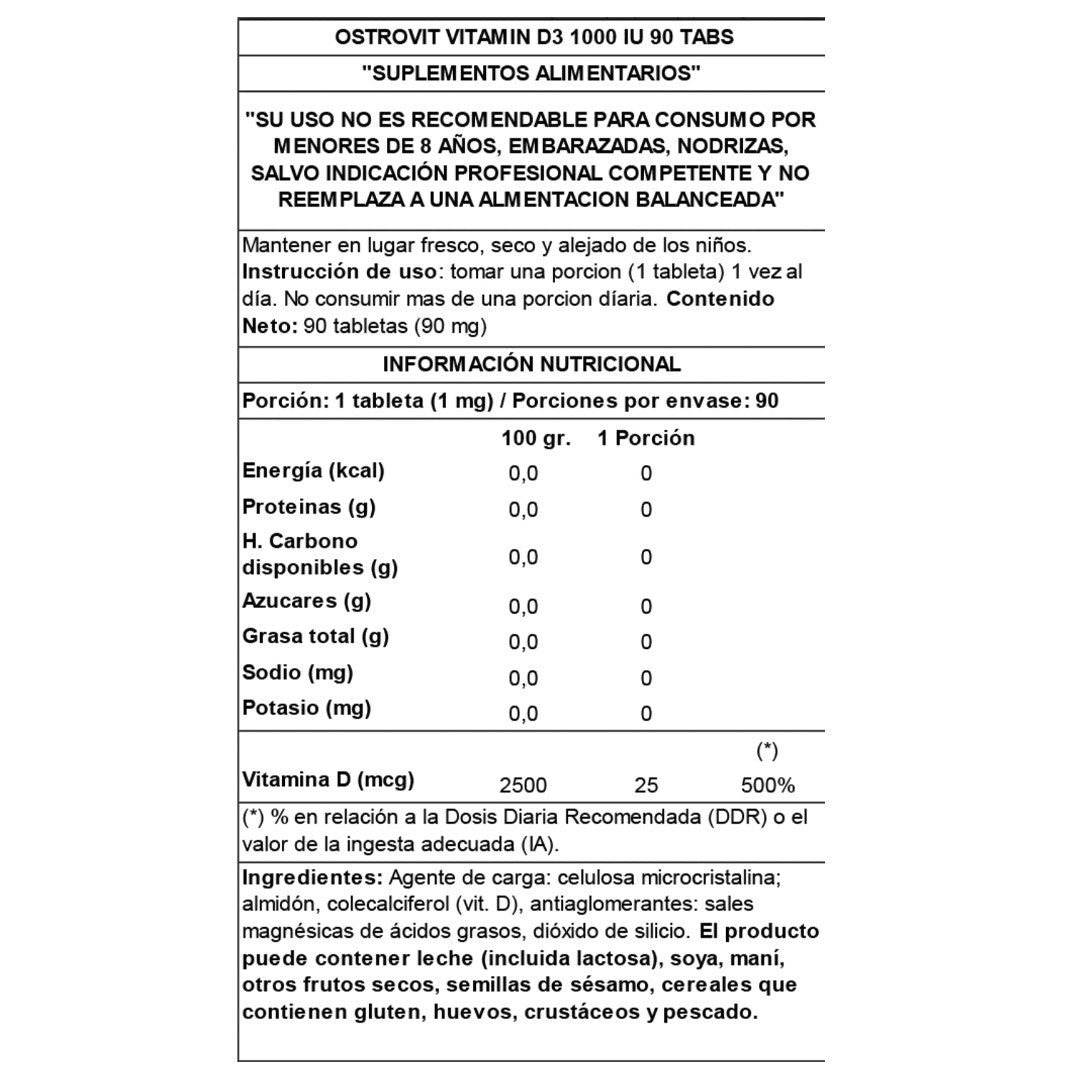 Vitamina D3 (1000 IU) 90 cap Ostrovit--One Nutrition-OSTROVIT