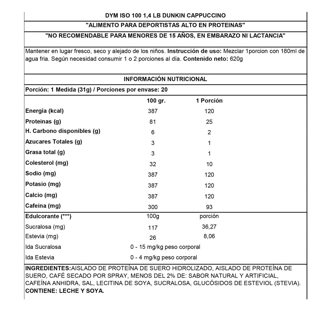 ISO 100 DUNKIN 1.4 LB EDICIÓN LIMITADA--One Nutrition-DYMATIZE