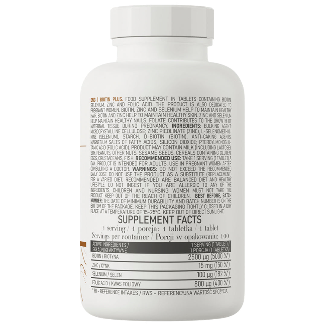Biotina Plus (100 Tab) Ostrovit-Vitaminas,salud-One Nutrition-Ostrovit
