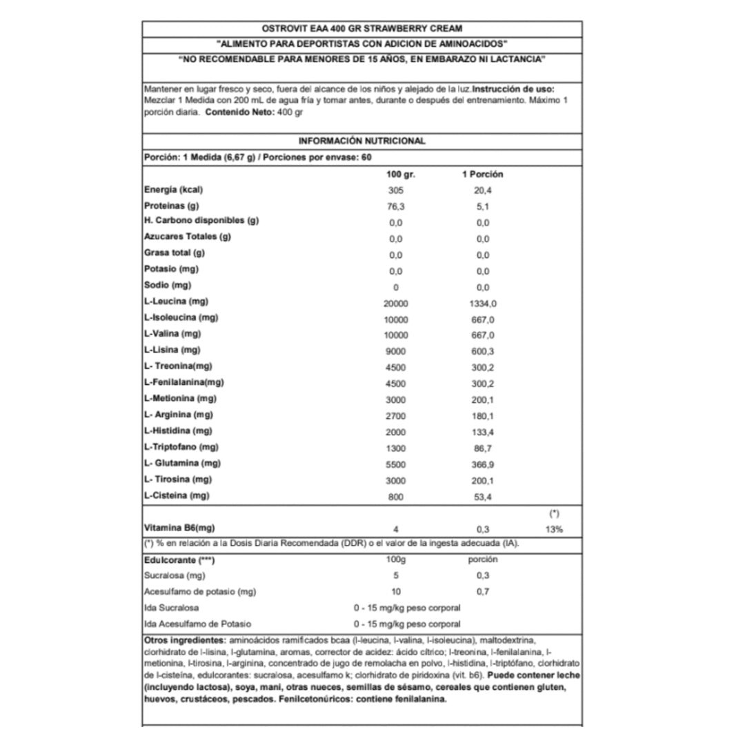 EAA PURE SUPREME (400 GR) Ostrovit-Aminoácido-One Nutrition-Ostrovit