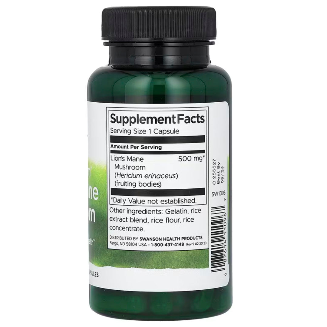 Lion`s Mane Mushroom (500 Mg) Swanson-Vitaminas,salud-One Nutrition-Swanson