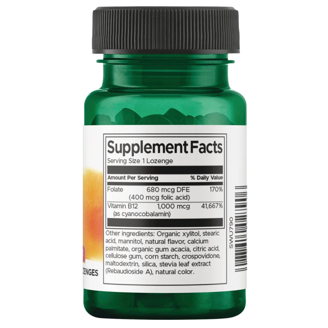 B12 + FOLATO SIN AZUCAR! (60 Tabletas) Swanson