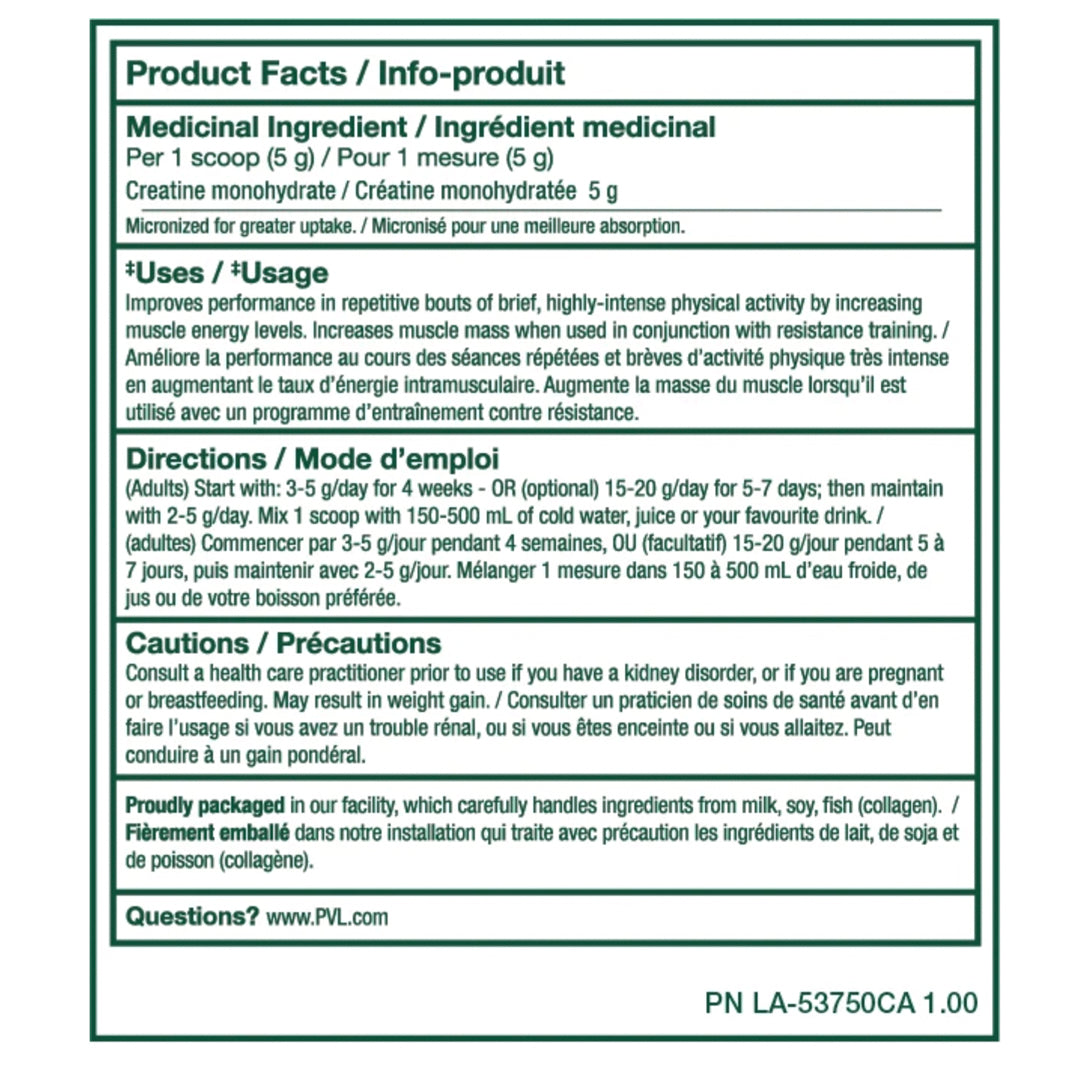 CREATINA MONOHIDRATO 100% PURE PVL 300 GR