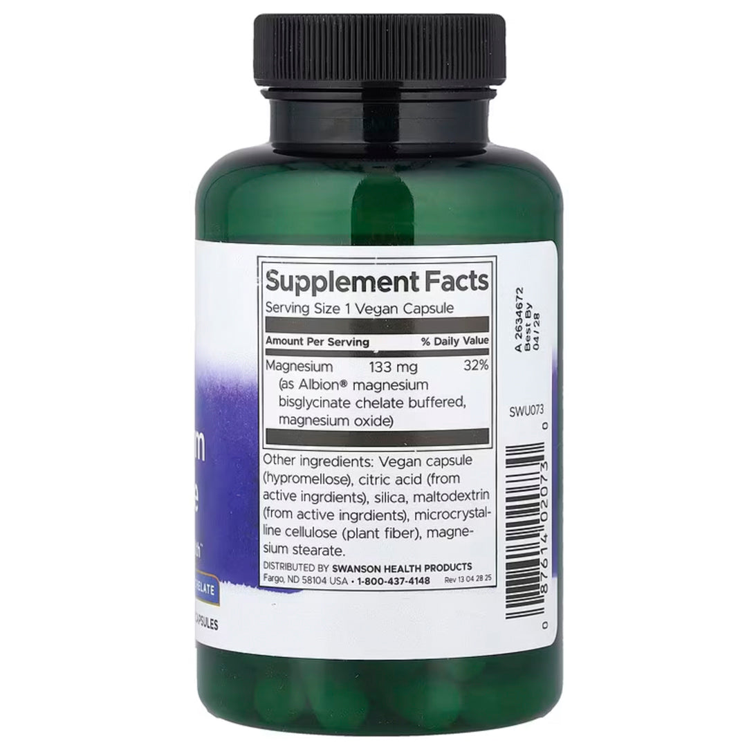 Magnesio Glicinato 133Mg (90 Cápsulas veganas) Swanson