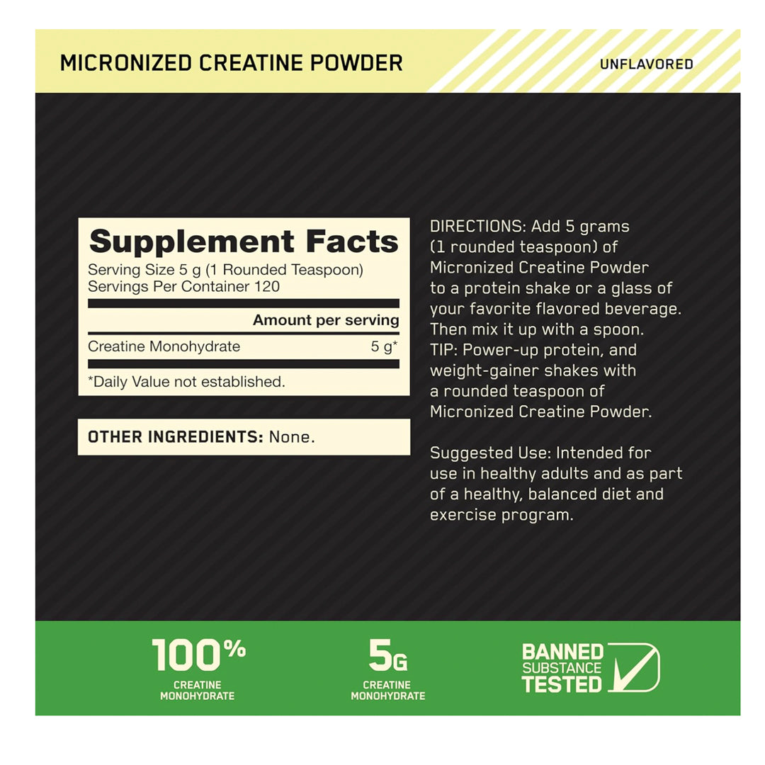 CREATINE MICRONIZED (600 GR) OPTIMUM NUTRITION--One Nutrition-OPTIMUM NUTRITION