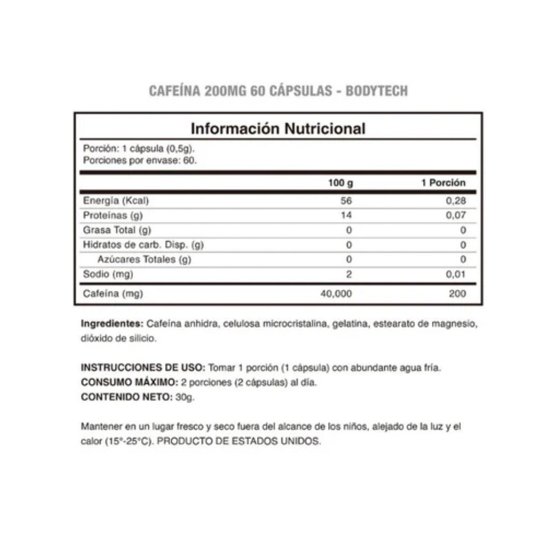 Caffeine 200 (60 cap) Nutrex-Cafeína-One Nutrition-Nutrex