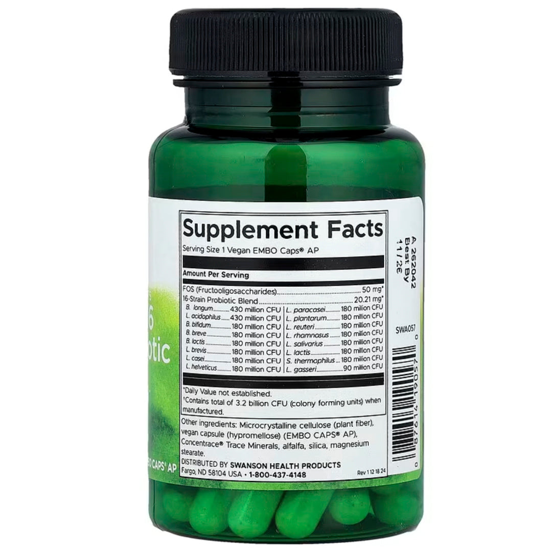 Ultimate16 Strain Probiotic With FOS (30 Cápsulas veganas) Swanson