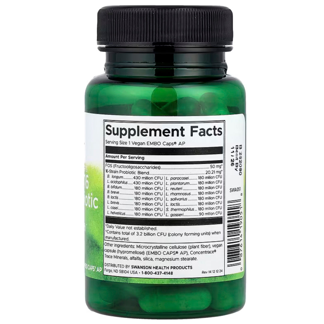 Ultimate 16 strain probiotic with Fos (60 Cápsulas veganas) Swanson
