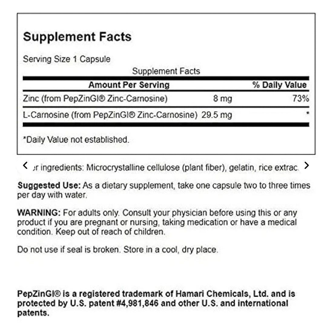 Zinc Carnosine (60 Cápsulas) Swanson
