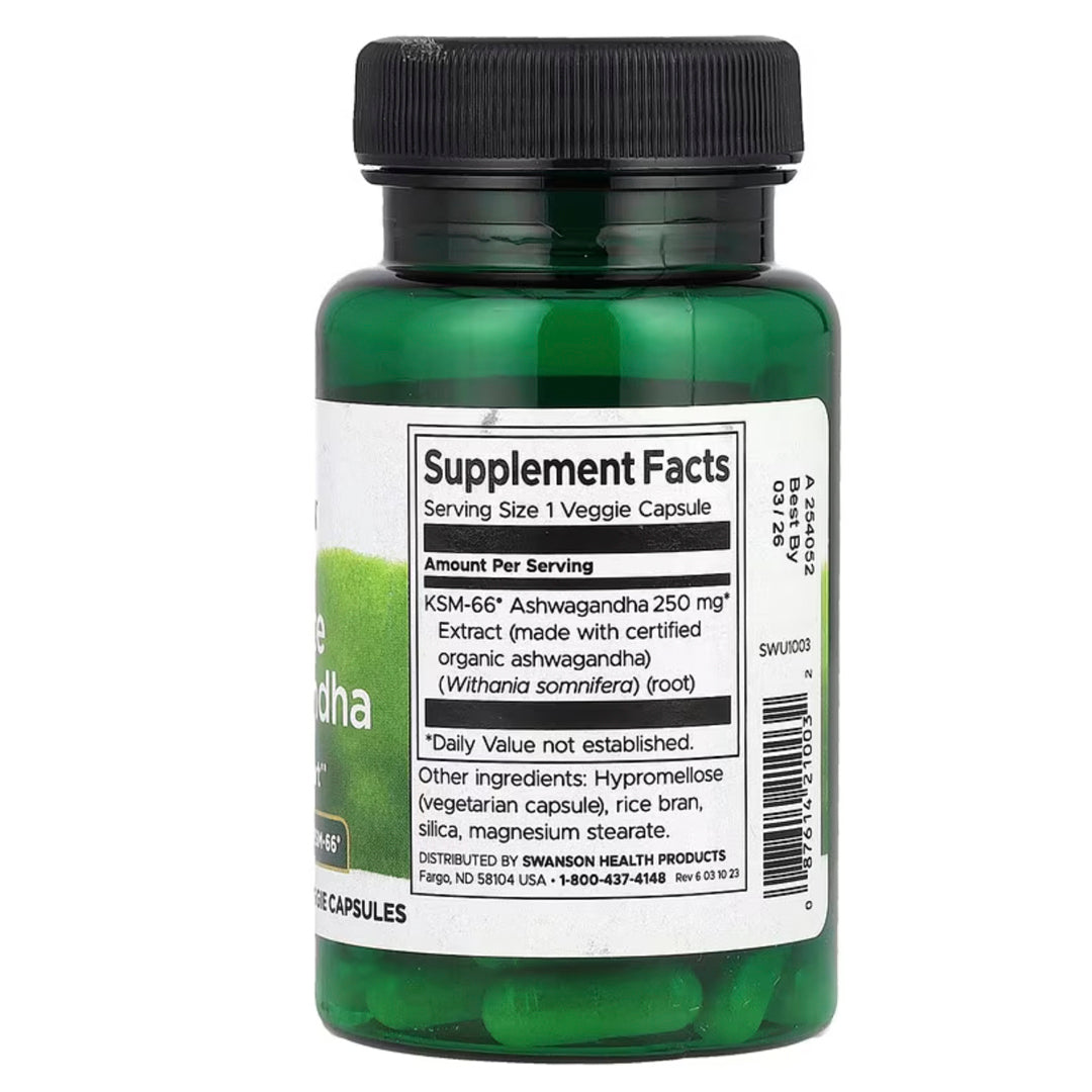 Ashwagandha KSM-66 (250 mg) 60 cápsulas vegetales Swanson--One Nutrition-SWANSON