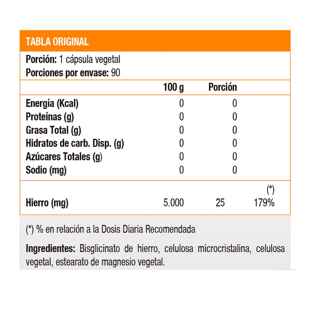 Hierro (GENTLE IRON) 25 Mg 90 Cápsulas Solgar