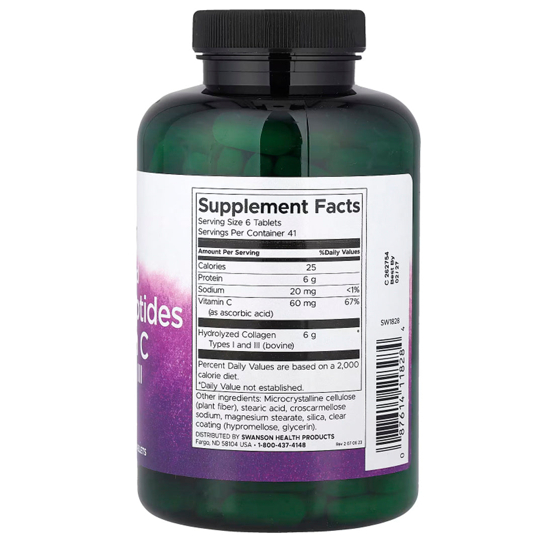 Péptidos de colágeno hidrolizado con vitamina C (250 comprimidos) Swanson