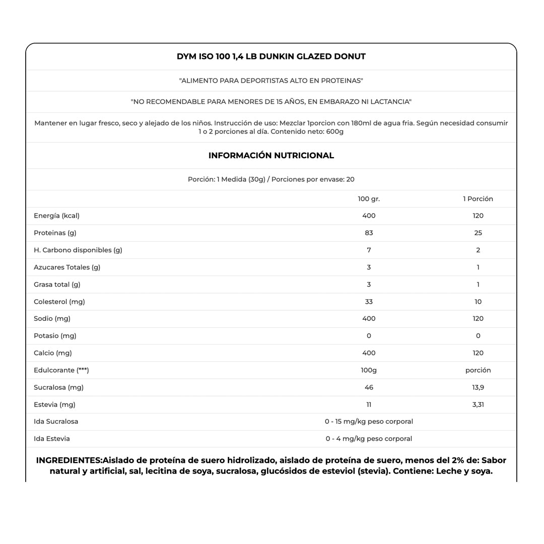 ISO 100 DUNKIN 1.4 LB EDICIÓN LIMITADA DYMATIZE
