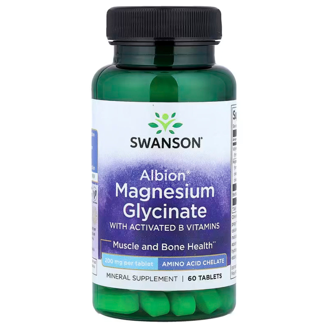Magnesio Glicinato 200 Mg + vitaminas B (60 Cápsulas veganas) Swanson