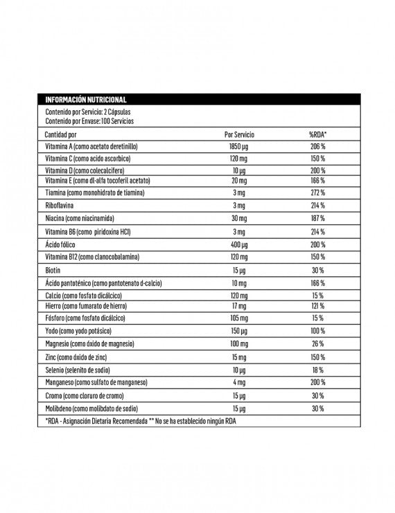 2 ONE A DAY MULTIVITAMINAS BIOTECHUSA (100 TABLETAS)