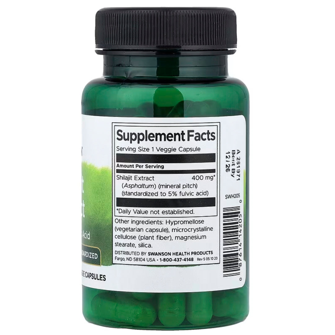 SHILAJIT Extracto 400 Mg (60 Cápsulas veganas) Swanson