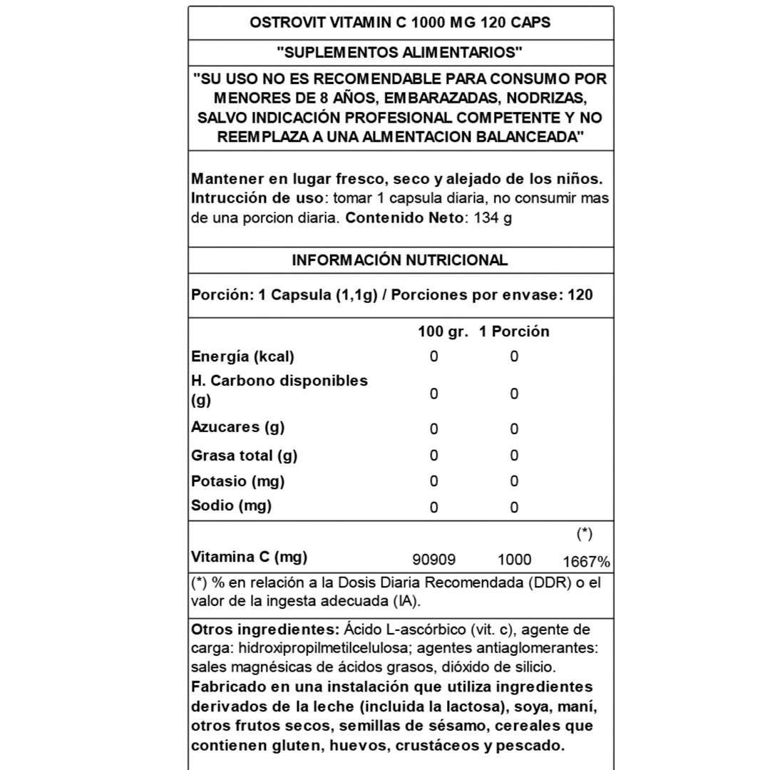 Vitamin C 1000 Mg (120 cap) Ostrovit--One Nutrition-OSTROVIT